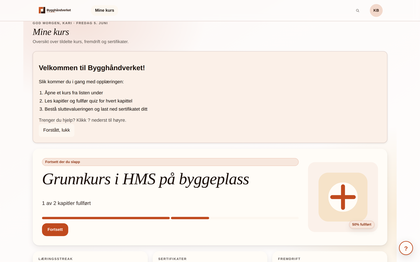 Deltakerportal i Bygghåndverket-drakt